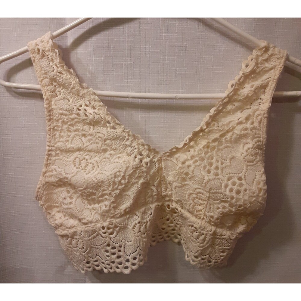 Poof Halter Top Bralette Cream Lacy Size Large